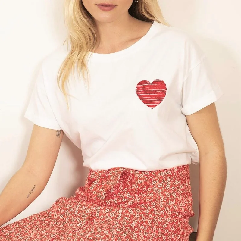 women's tops for those who want to create stylish and put-together outfits without spending a fortuneHeart Embroidered Tee (Red Heart)