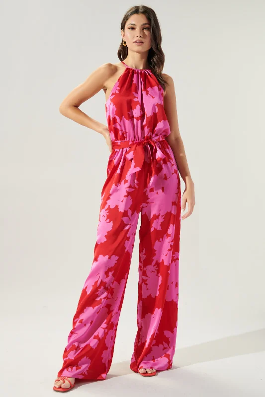 women's jumpsuits for effortless eleganceBurning Love Lighthearted Trapeze Satin Jumpsuit