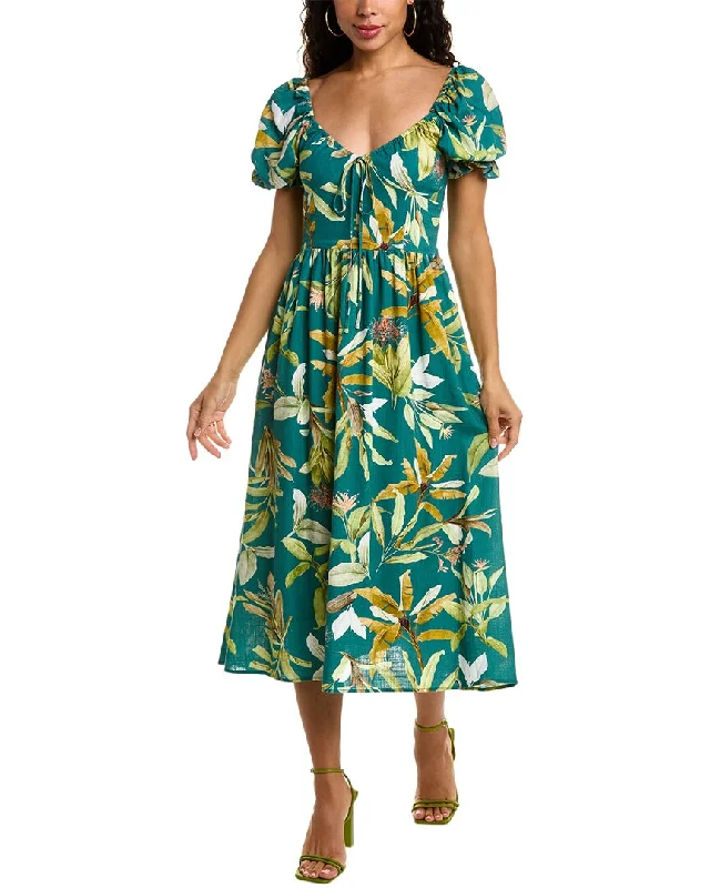 women's A-line dressesO.P.T. Jungle Linen-Blend Midi Dress