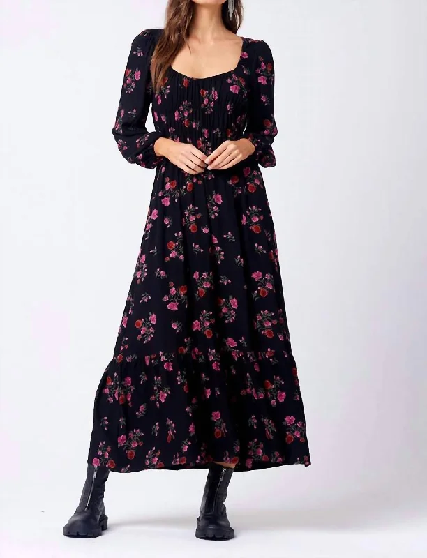 women's limited-edition dressesLenora Maxi Dress In Black/pink