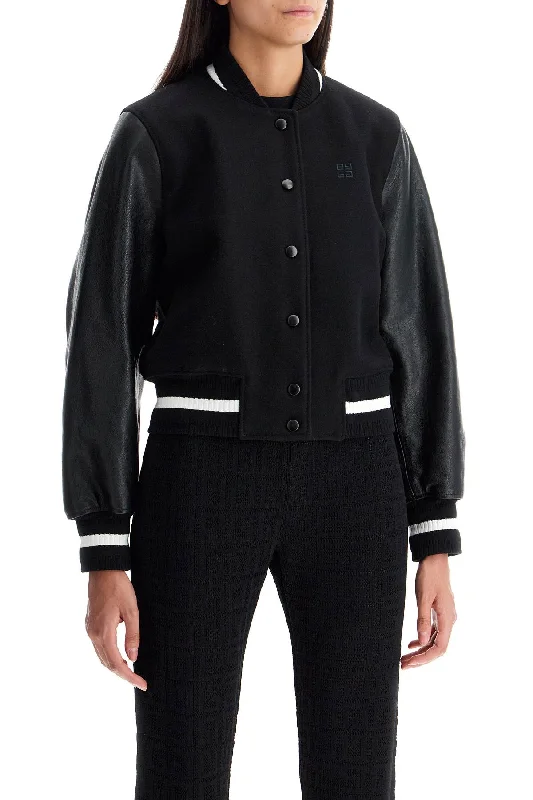 women's coats for tall womenGivenchy Wool And Leather Varsity Jacket