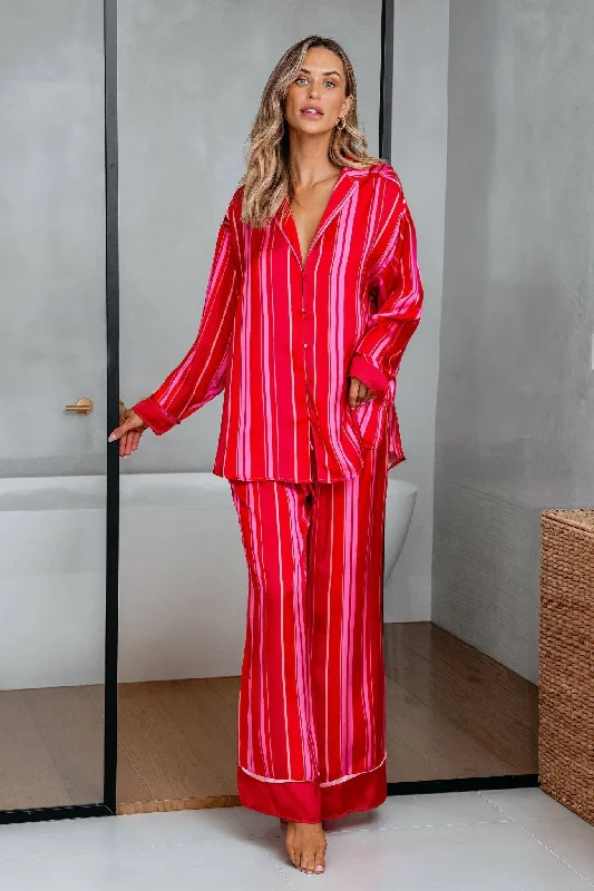 Free People Red Striped Dreamy Days Pajama Set