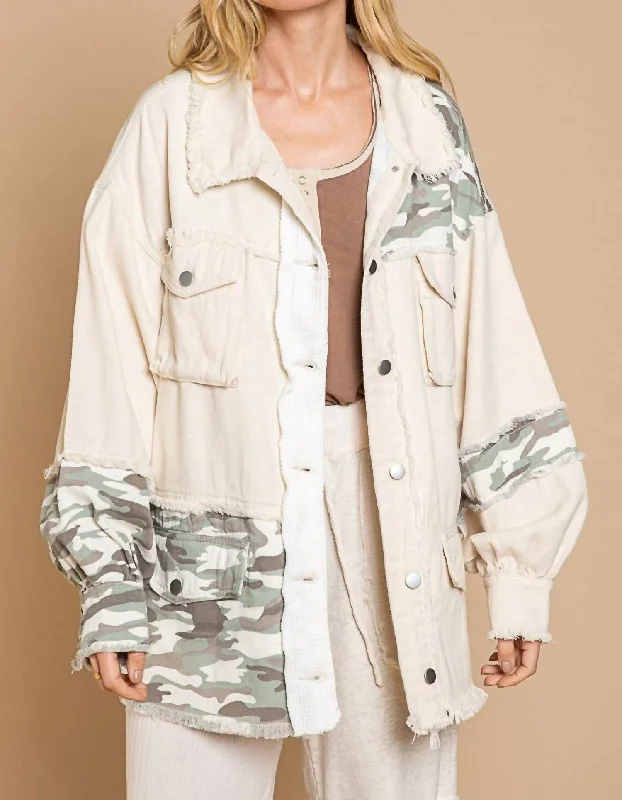 women's coats for those who want to make a fashion statementCheyenne Paneled Jacket In Camo/oatmilk