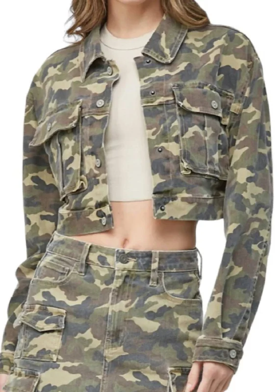 women's coats for formal eventsCamo Cropped Cargo Jacket In Camouflage