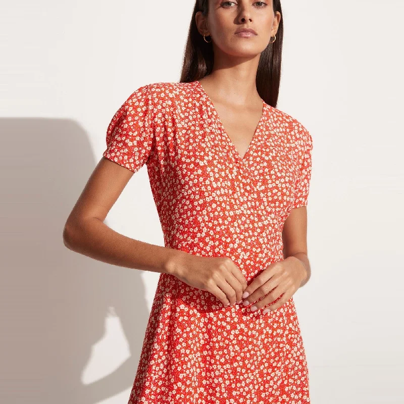 women's work dressesLouella Mini Wrap Dress (Careyes Floral Cherry)