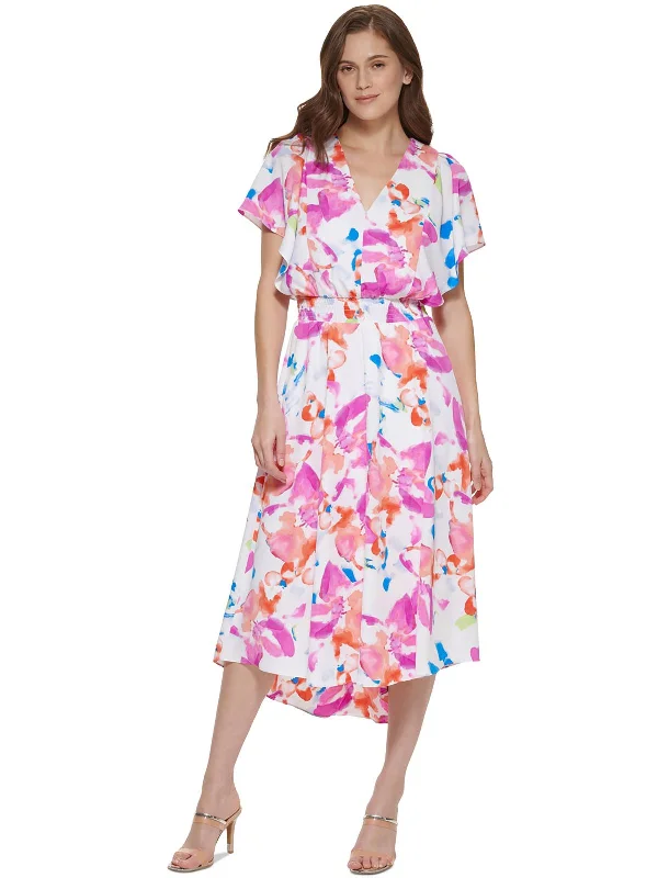 women's trendy dressesPetites Womens Tie-Dye Calf Midi Dress