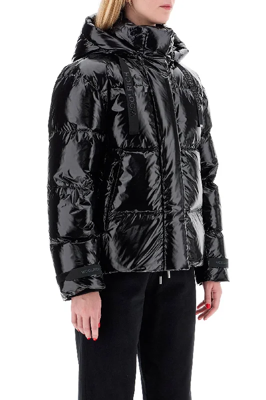 women's coats for apple-shaped bodiesWoolrich Shiny Nylon Down Jacket