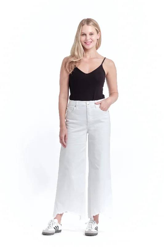 women's denim jeans for a glamorous eveningEco Wide Leg with Release Hem in White