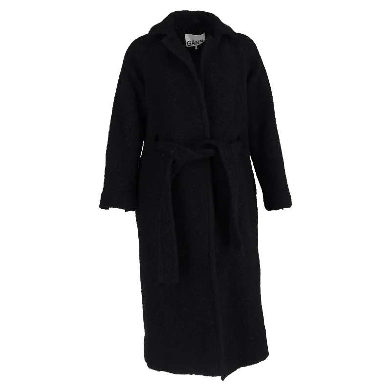 women's coats for those who believe in investing in quality fashionGanni Long Boucle Coat in Black Wool