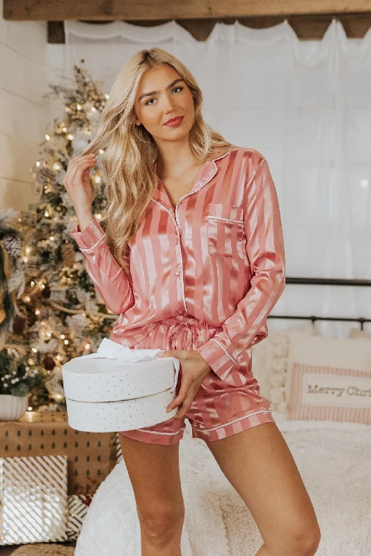 Dreamy Pink Satin Two-Piece Pajama Set