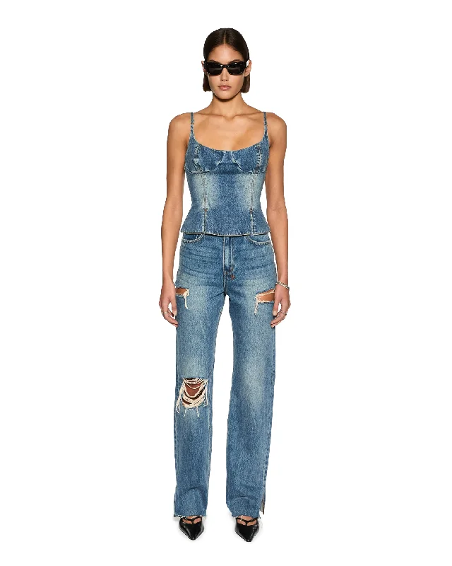 women's denim jeans with elastic waistbandsPLAYBACK AGED KUT OUT