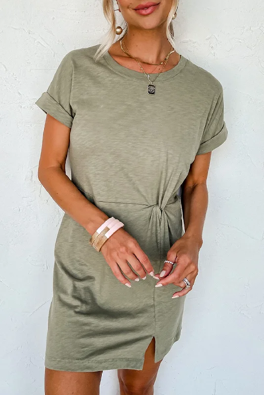 women's bridesmaid dressesFolded Sleeve Twisted Mini T-Shirt Dress