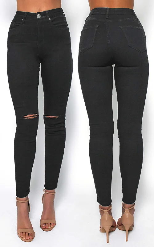 women's boyfriend denim jeansOzarka Jeans - Black