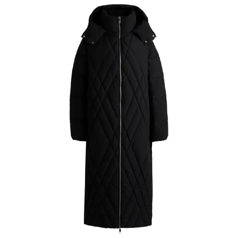 women's coats for apple-shaped bodiesQuilted down coat with adjustable hood