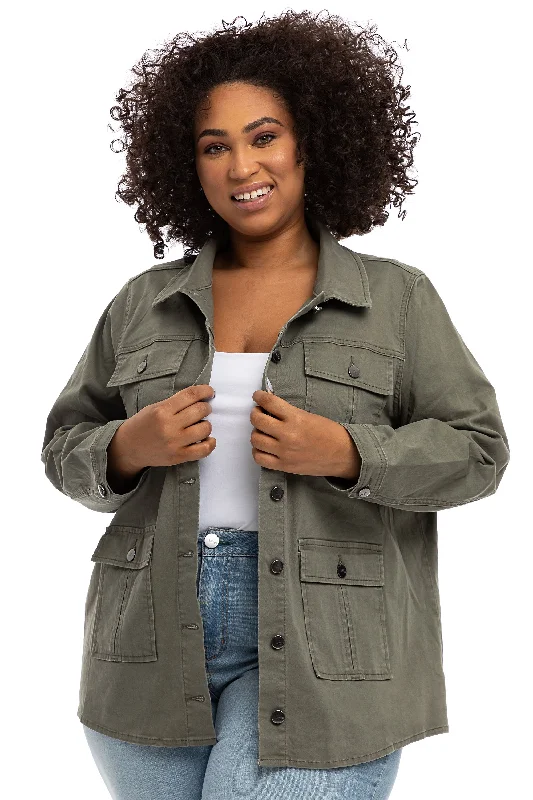 women's denim jeans with elastanePlus Utility Jacket in Kasey