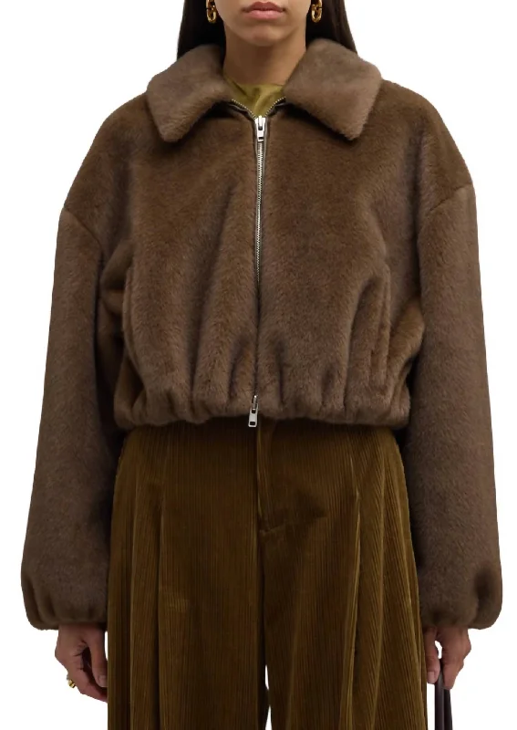 women's coats for relaxed weekendsEsme Faux Fur Jacket In Brown