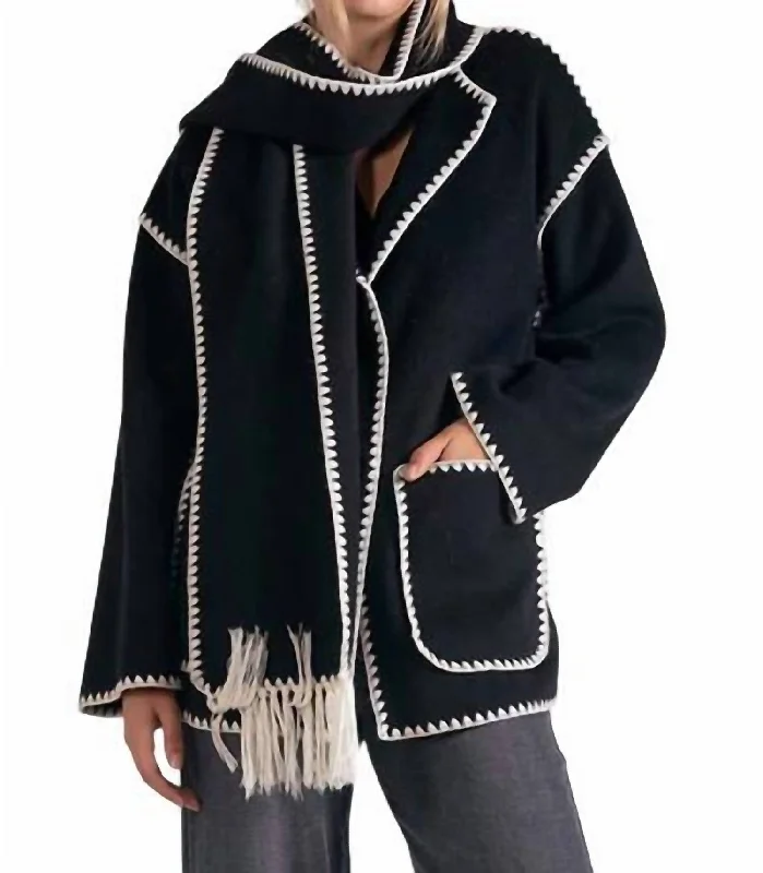 women's coats with cropped lengthsPuna Blanket Jacket In Black