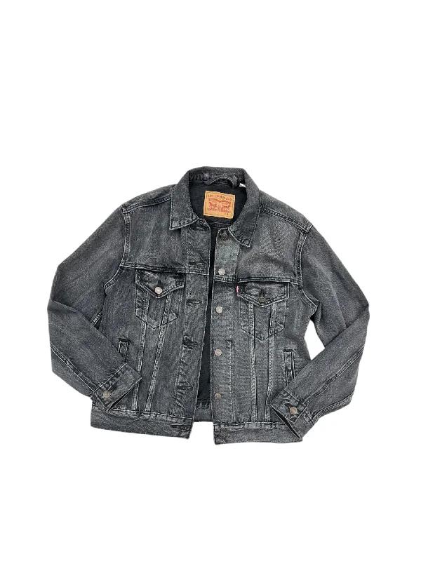 women's coats for pear-shaped bodiesJacket Denim By Levis In Black Denim, Size: S