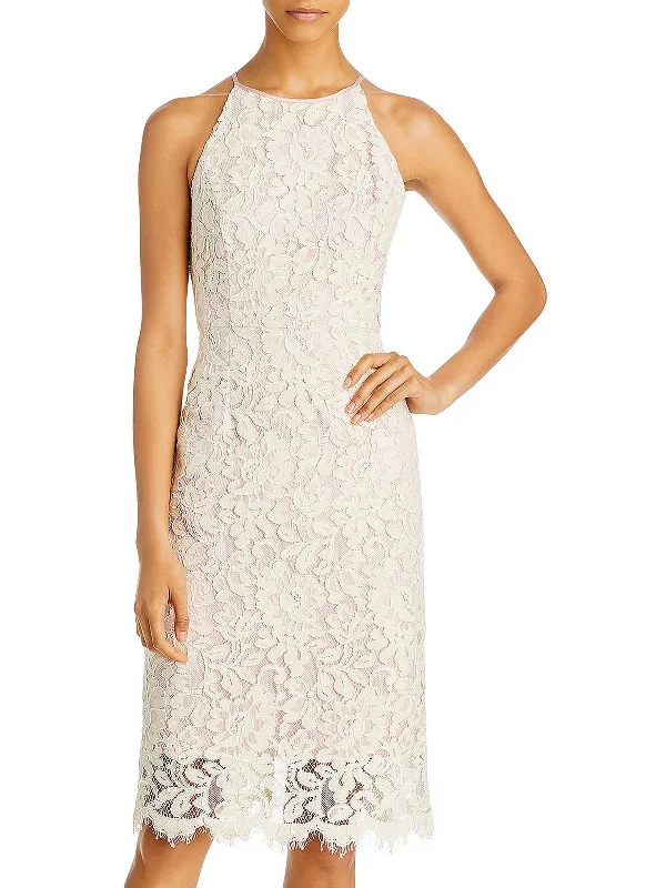 women's halter dressesWomens Lace Midi Cocktail and Party Dress