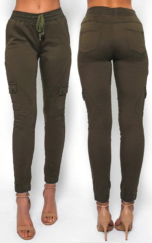 women's stretch denim jeansChic Cargo Chinos - Khaki