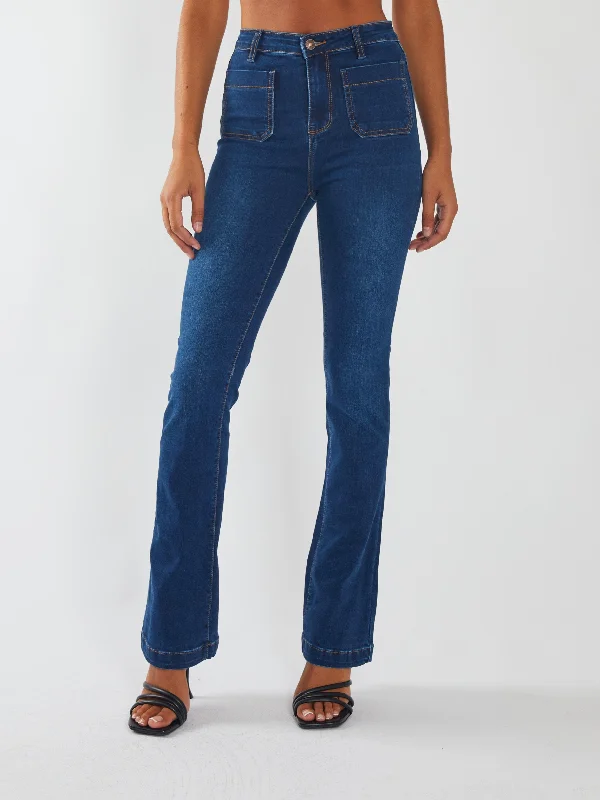 women's denim jeans for winterGina High Rise Bootleg Blue Haze