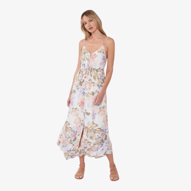 women's bell-sleeved dressesDasha Floral Midi Dress (Off White + Periwinkle)