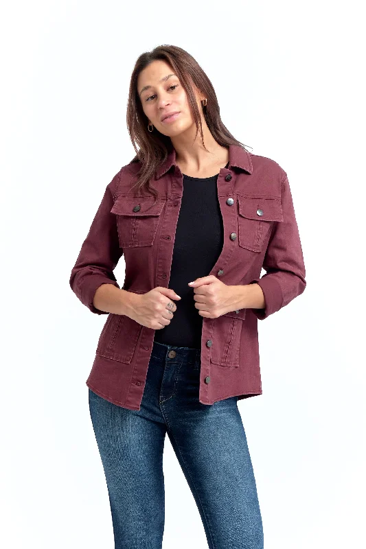 women's denim jeans for a night outClassic Utility Jacket In Wine