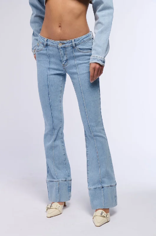 women's denim jeans with zippersHOTEL CALIFORNIA LIGHT WASH FLARE JEANS