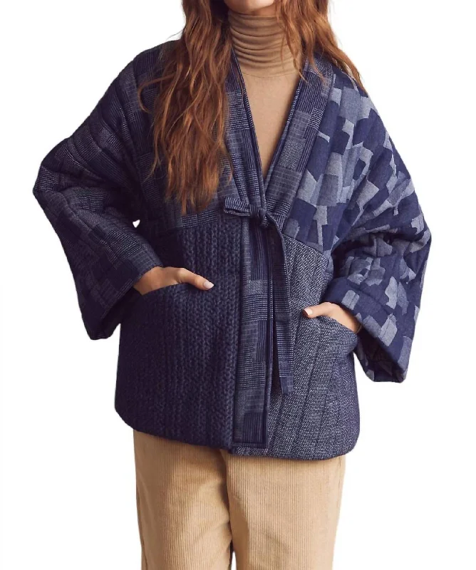 lightweight women's coatsQuilted Jacket In Patched Denim