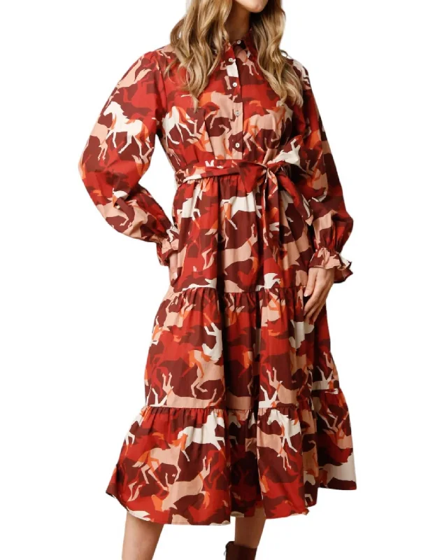 women's mini dressesPoplin Maxi Shirt Dress In Horse Print