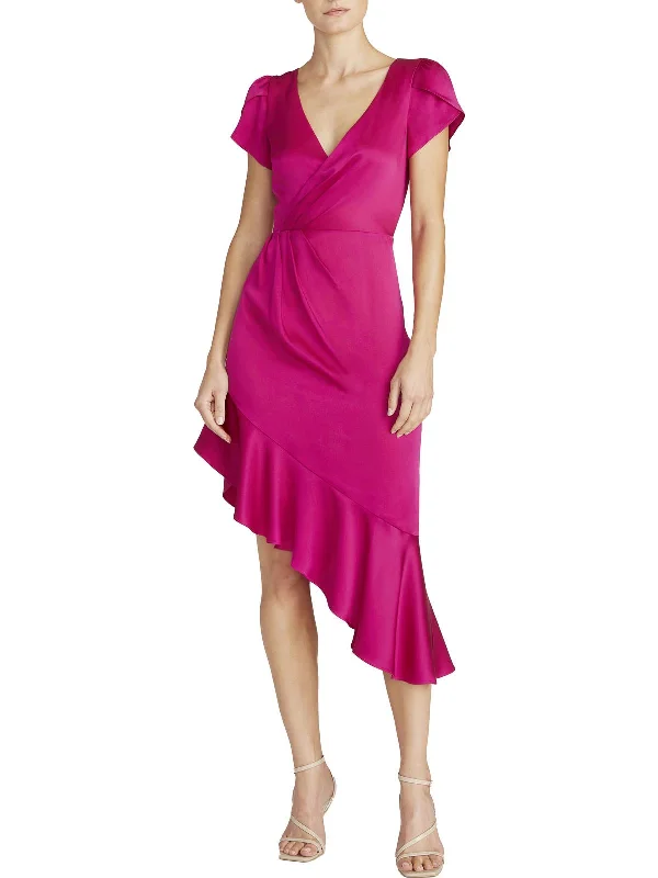 women's designer dressesWomens Asymmetric Midi Cocktail and Party Dress