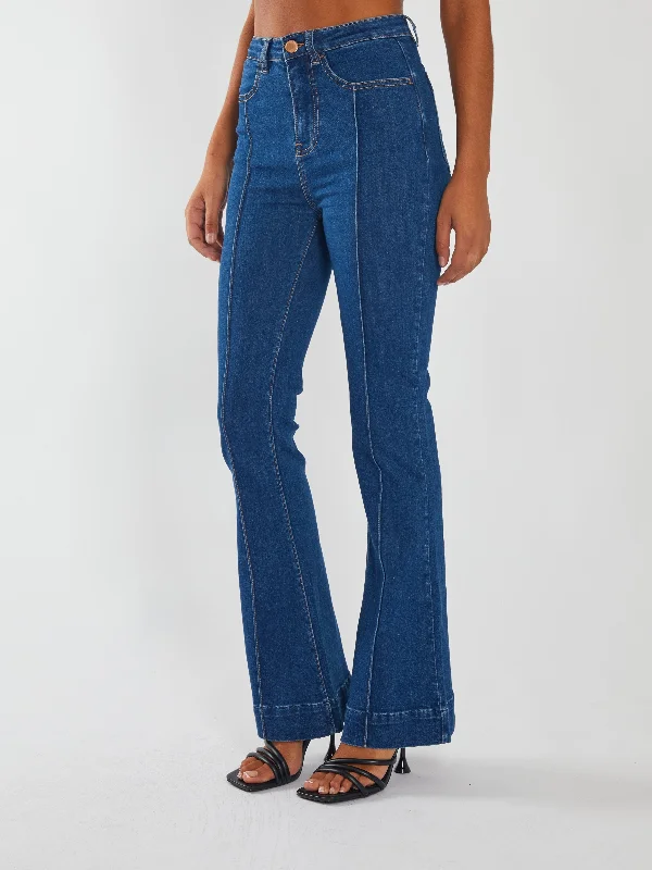 women's denim jeans with cotton blendDrew Flare Blue Haze