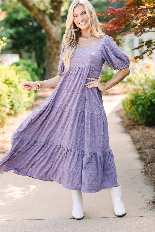 women's chiffon dressesThink About It Dusty Purple Midi Dress