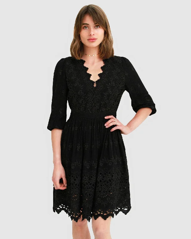 women's everyday dressesSweet Talk Eyelet Mini Dress - Black