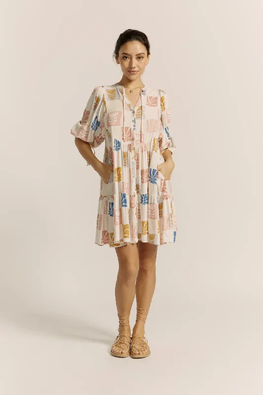 women's eco-friendly dressesTilly Multicolour Abstract Button Down Mini Dress