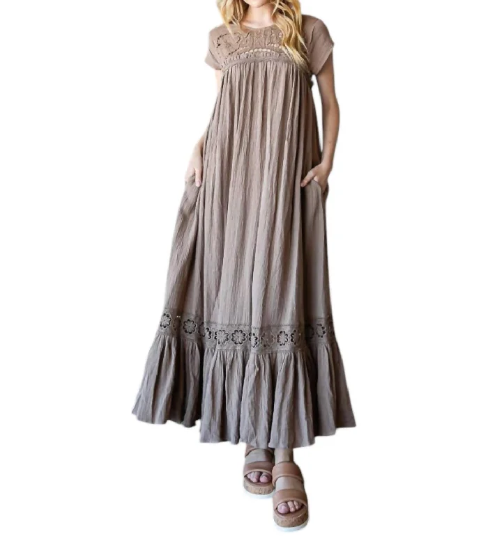 women's sheath dressesGauze Maxi Dress In Taupe