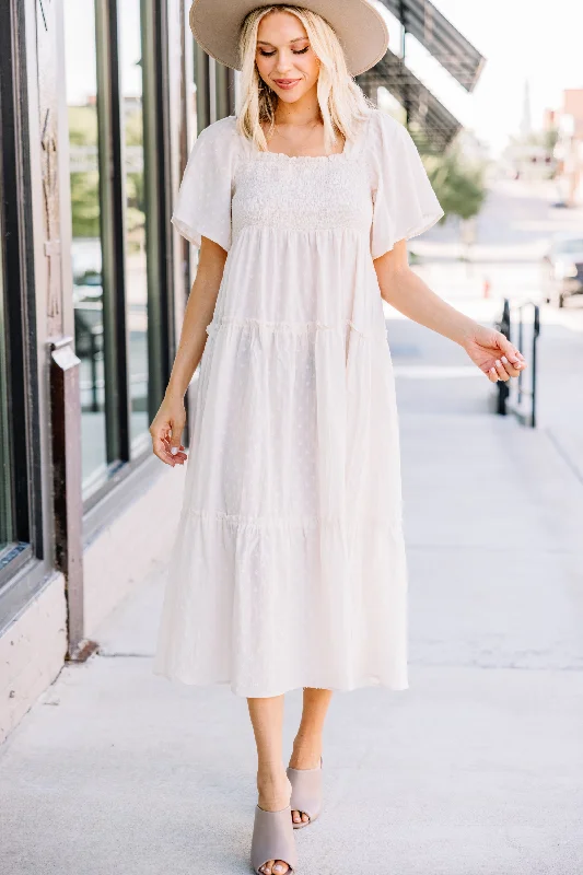 women's limited-edition dressesSome Day Soon Eggshell White Midi Dress