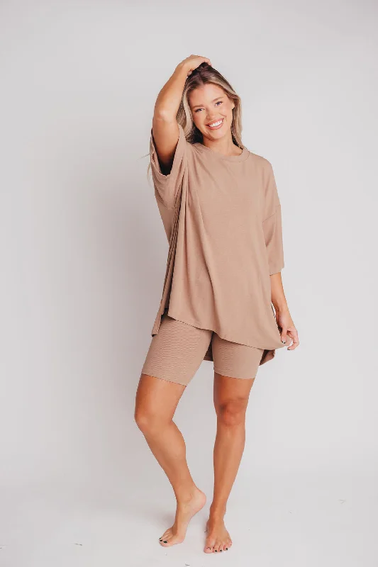 All Weekend Long Set - Short Sleeves - in Biscotti