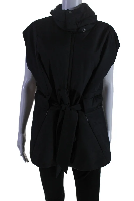 women's coats for layeringAday Womens 2 Pocket High Neck Sleeveless Zip Up City Summits Vest Black