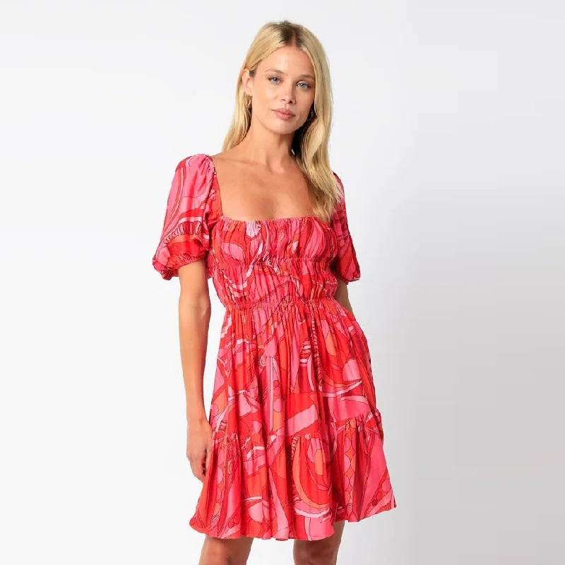 women's wrap dressesLeonara Mini Dress (Salmon Orange Red)