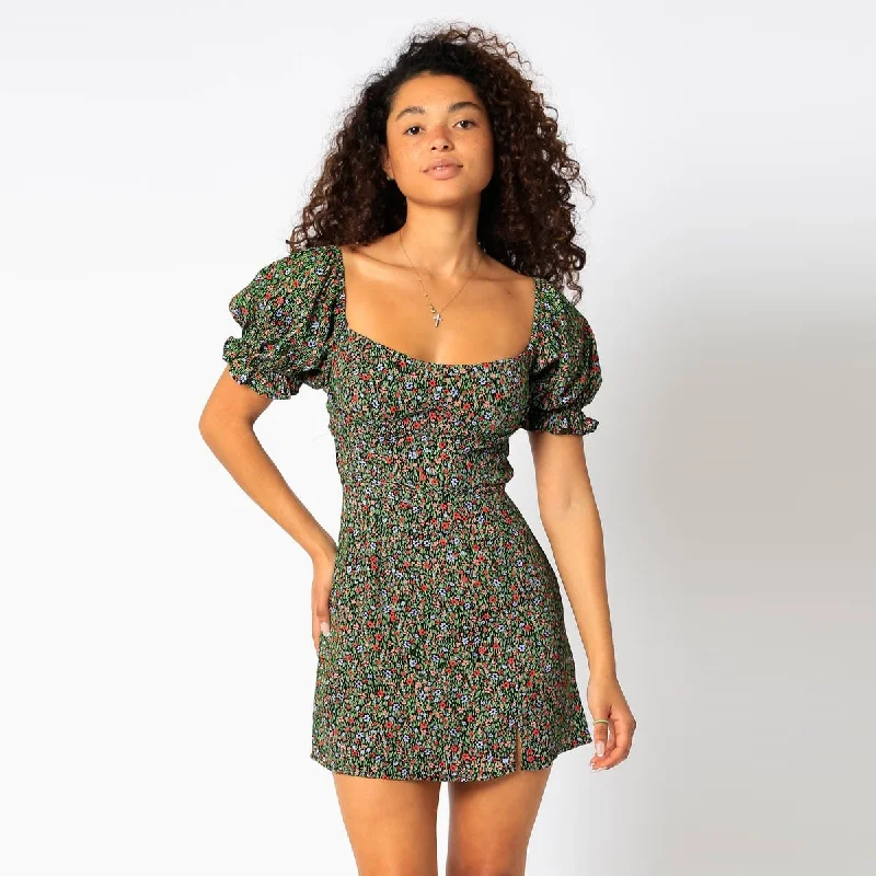 women's body-skimming dressesRose Mini Dress (Black + Green)