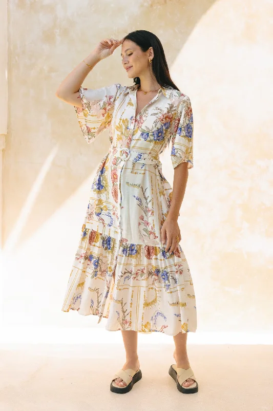 women's everyday dressesMelina Multicolour Floral Belted Midi Dress