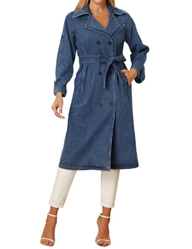 women's coats for cozy nights inLong Denim Trench