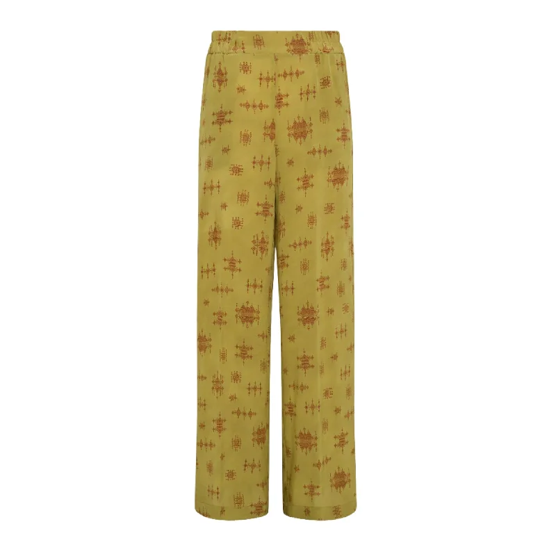 women's vintage pantsMomoni Baccarat Ladies Lime/Wine Pant In Crepe De Chine