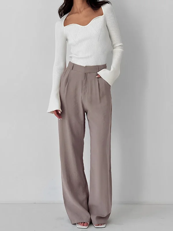 women's hot pantsBerryBetty - Business Casual Pleat Wide Leg Dress Pants