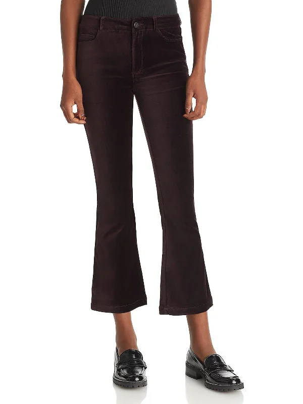 women's spandex pantsClaudine Womens Velvet Stretch Flared Pants