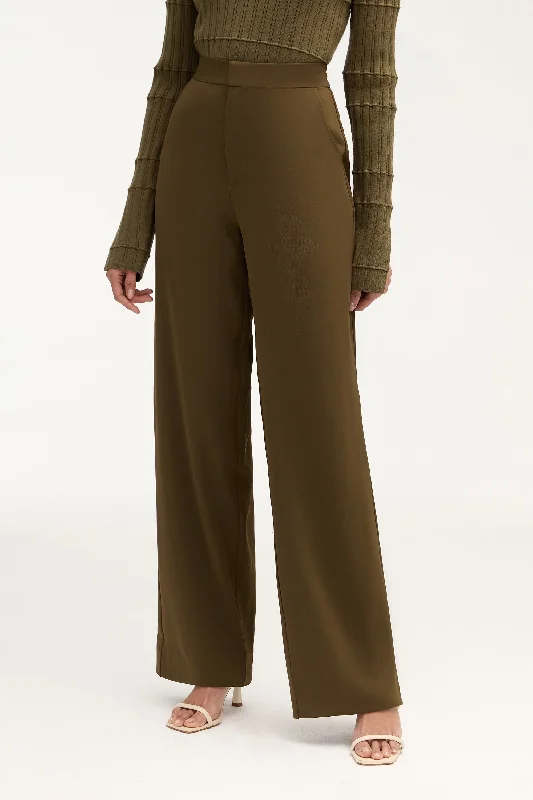 women's spring pantsEssential Wide Leg Pants - Khaki