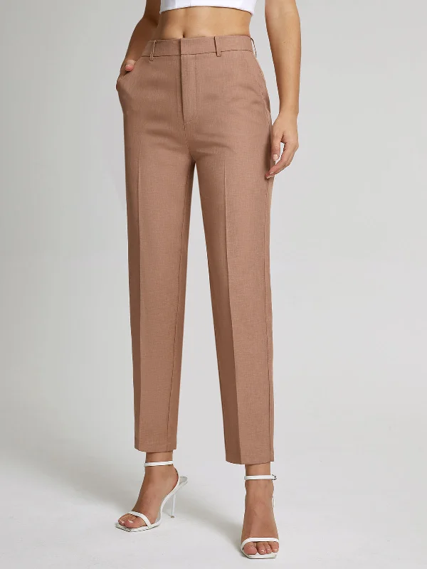 women's button-fly pantsBerryBetty - High Waisted Cropped Skinny Straight Leg Trousers