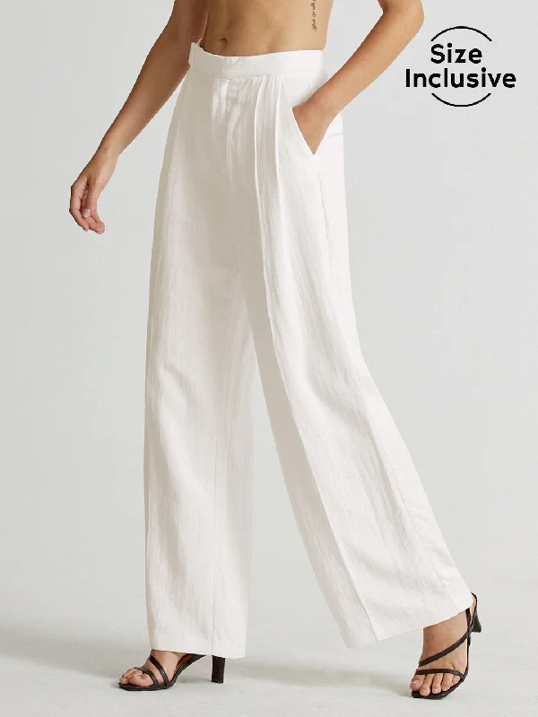 women's mid-rise pantsBerryBetty - High Waisted Wide Leg Linen Pants