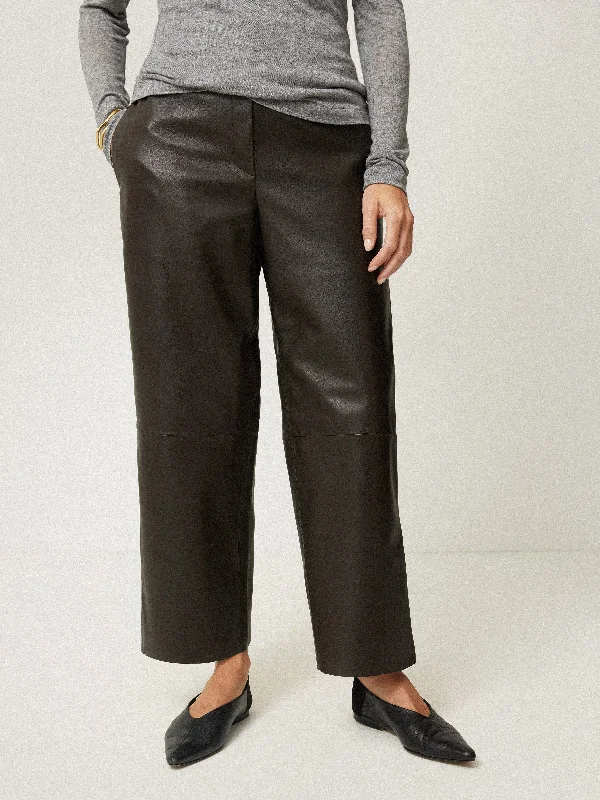 women's maternity pantsLeather Flat Front Trouser | Dark Olive